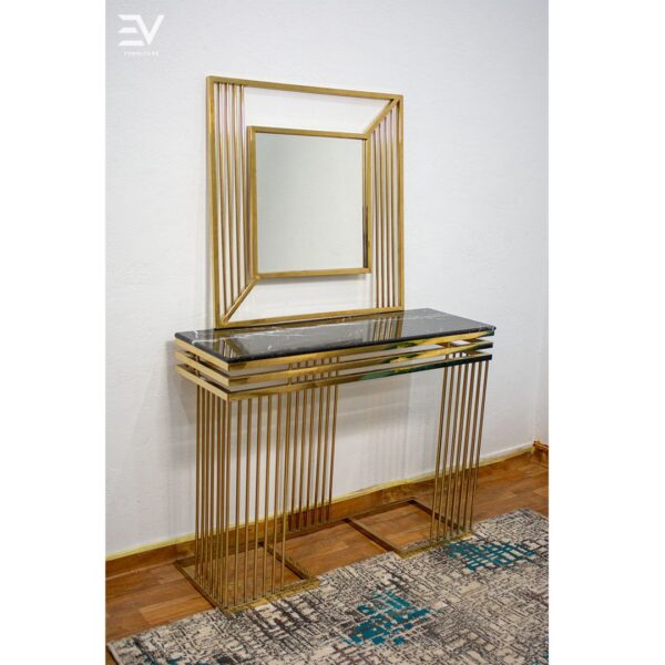 كنصول استانلس بيور 201 بالمريا والرخام الطبيعي الأسود الإسباني – 120 سم × 40 سم × 90 سم