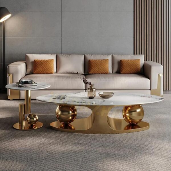 طقم تربية سنتر استانلس ستيل ثنائي مع الرخام طبيعي أبيض كراره تركي - مقاسات مختلفة