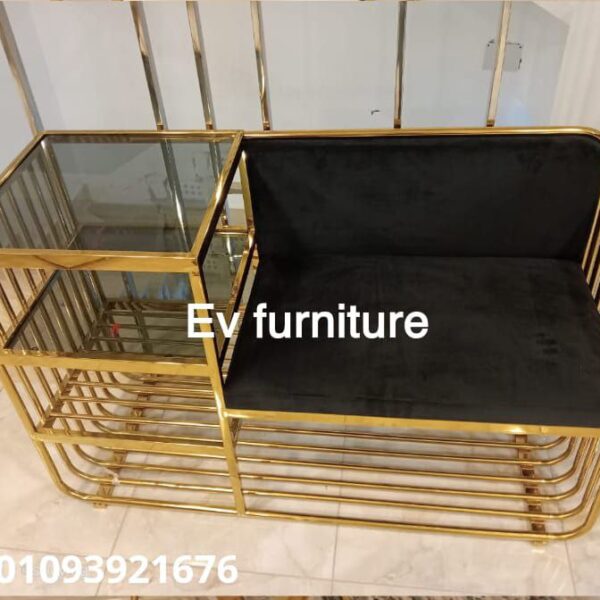 كرسي مدخل استانلس 201 بالزجاج الفاميه 8 ملم – مقاس 120×40×90 سم