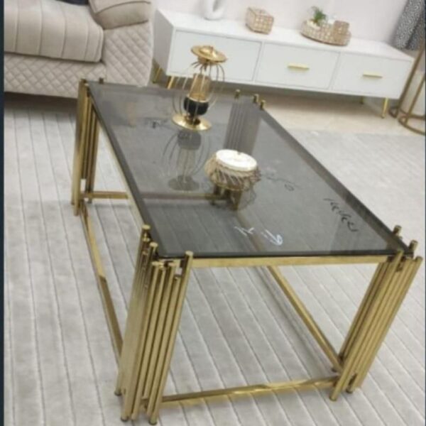 تربيزاة سنتر استانلس 304 مختوم مقاس 100سم*60سم ارتفاع 45 سم بالزجاج فاميه 6ملى