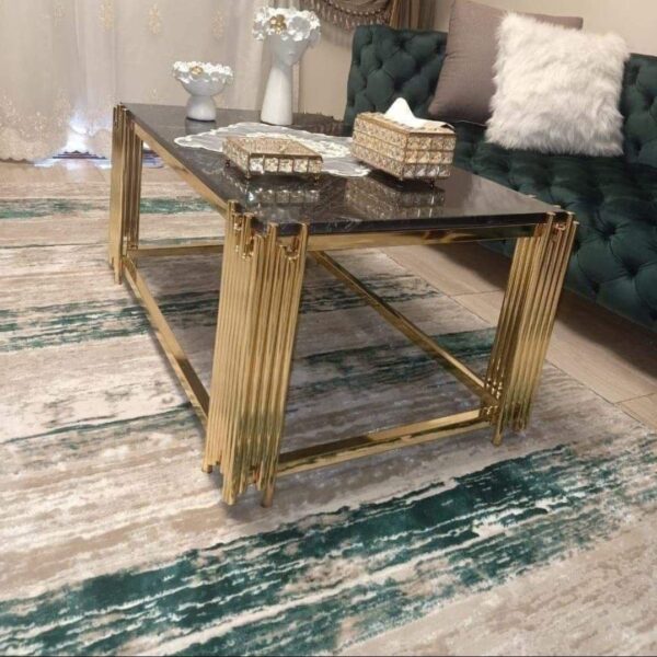 تربيزاة سنتر استانلس 304 مختوم  مقاس 100سم *60سم ارتفاع 45 سم بالرخام طبيعى اسود اسبانى