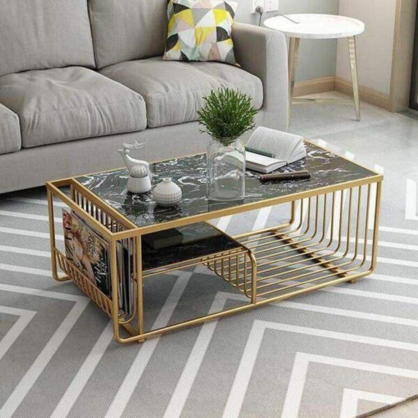 تربيزاة سنتر استانلس 304 مختوم  مقاس 100سم *60سم ارتفاع 45 سم بالزجاج مطبوع 6 ملى