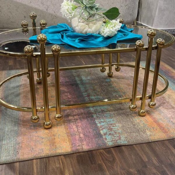 تربيزاة سنتر استانلس 304 مختوم  مقاس 110سم *60سم ارتفاع 45 سم بالزجاج فاميه 6ملى