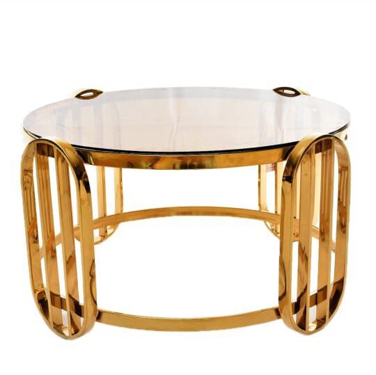 تربيزاة سنتر استانلس 304 مختوم قطر 80 سم ارتفاع 45 سم بالزجاج فاميه 6ملى