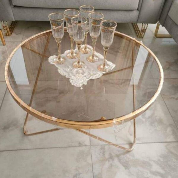 تربيزاة سنتر استانلس 304 مختوم  بالزجاج 6 ملى فاميه