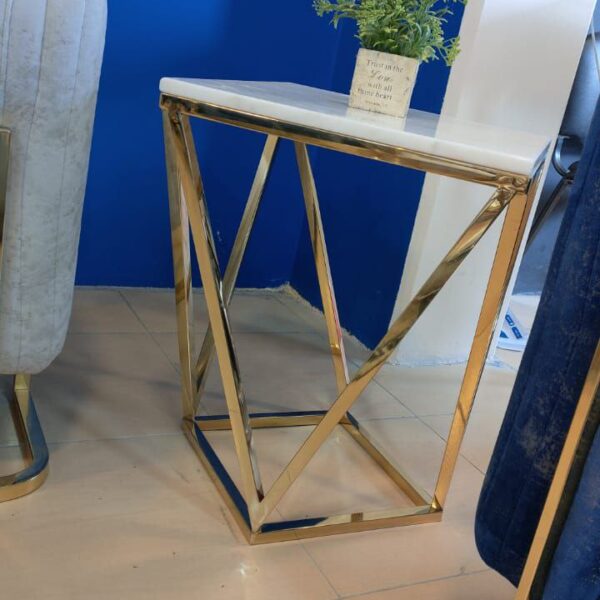 تربيزاة جانبيه استانلس 201 بالرخام طبيعى ابيض كراره تركى    مقاس 45سم *45سم  ارتفاع 55سم